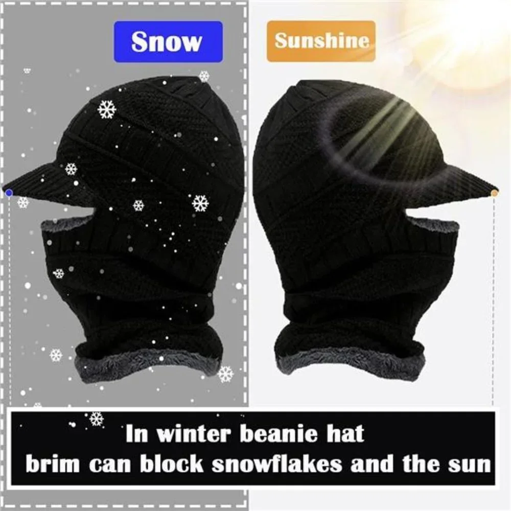 Kids Winter Knit Beanie Balaclava Hat Thermal Ski Mask Cap, Black